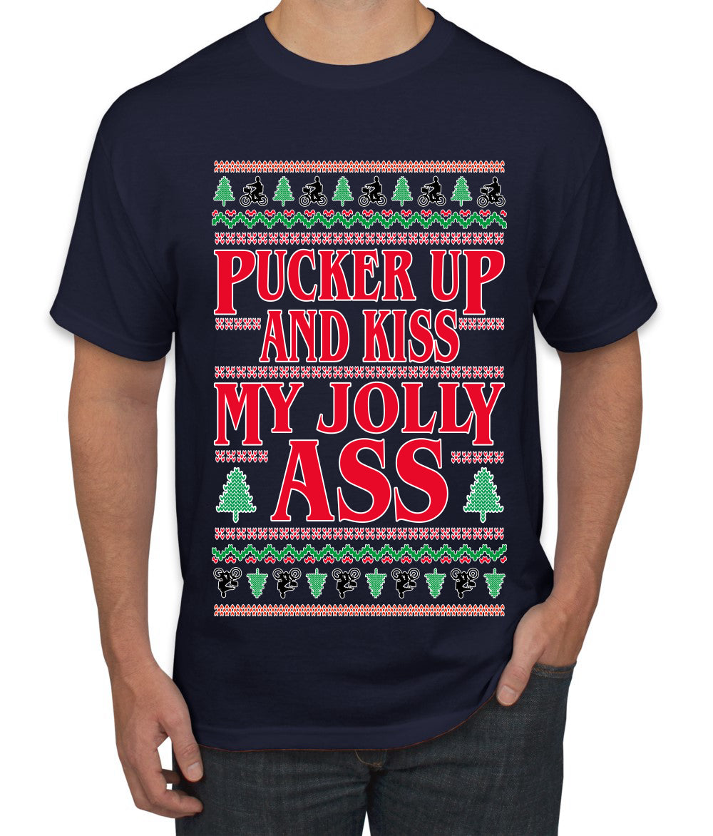 Pucker Up And Kiss My Jolly Ass, Ugly Christmas Sweater Unisex Men's T-Shirt
