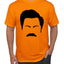 Parks and Rec Fans Ron Swanson Mustache Face Silhouette Pop Culture Men's T-Shirt