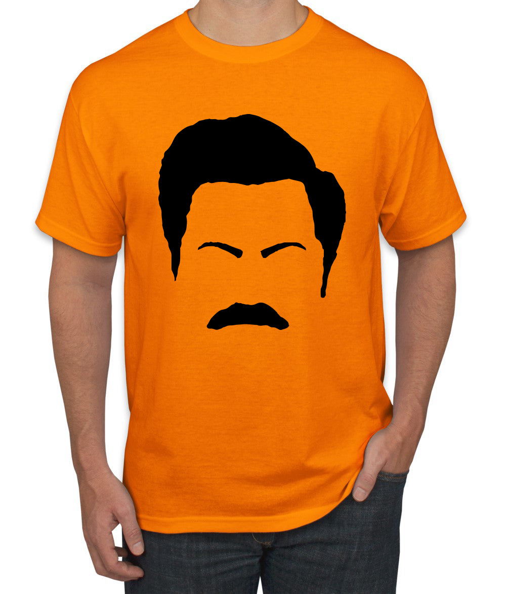 Parks and Rec Fans Ron Swanson Mustache Face Silhouette Pop Culture Men's T-Shirt