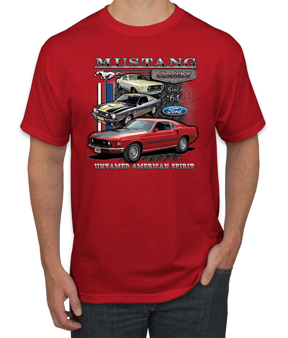 Ford Mustang Classics Untamed American Spirit Cars and Trucks Men's T-Shirt