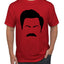 Parks and Rec Fans Ron Swanson Mustache Face Silhouette Pop Culture Men's T-Shirt