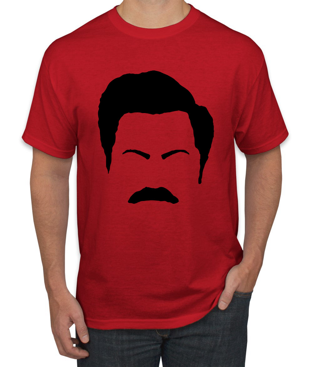 Parks and Rec Fans Ron Swanson Mustache Face Silhouette Pop Culture Men's T-Shirt