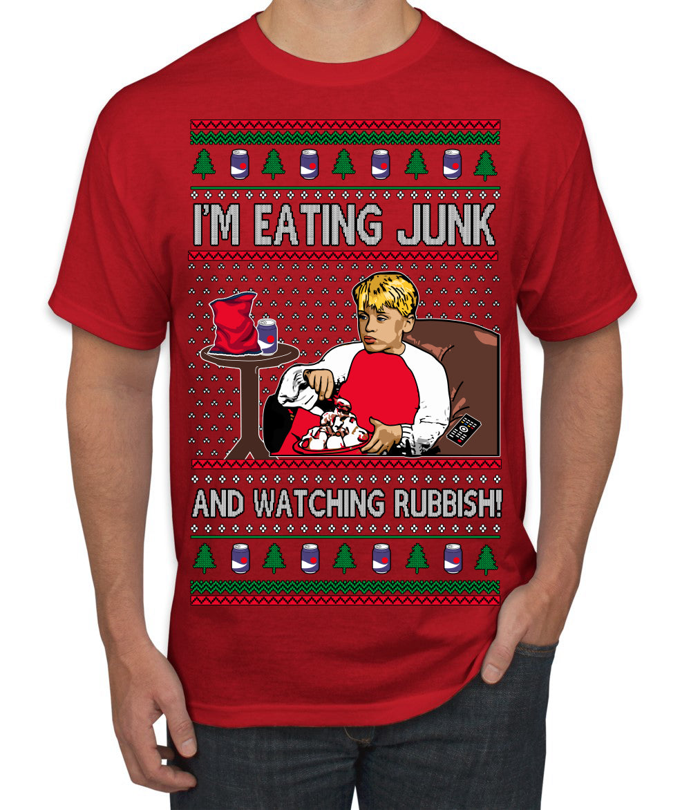 I'm Eating Junk and Watching Rubbish 90s Movie Ice Cream Ugly Christmas Sweater Men's T-Shirt