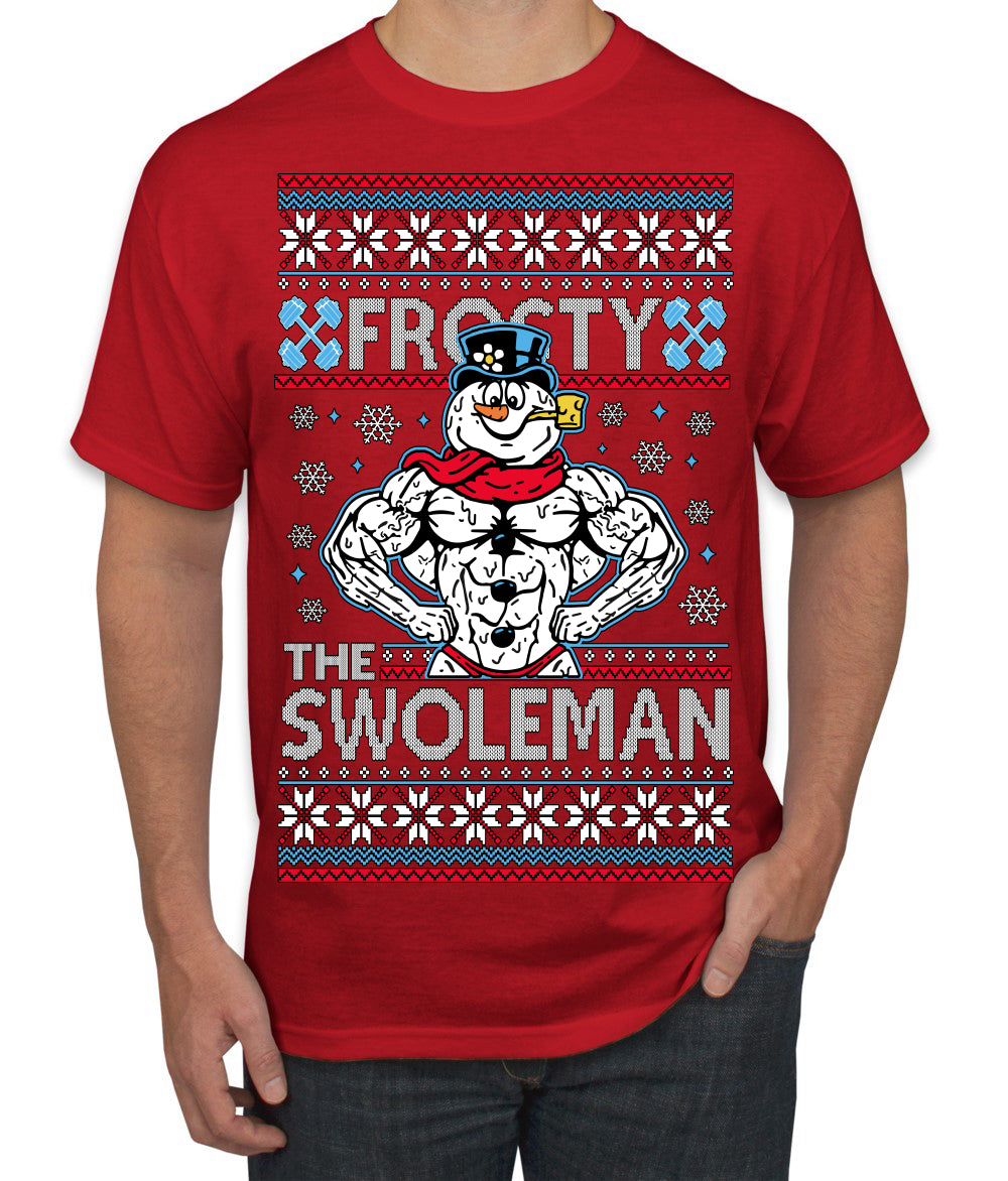Frosty the Swoleman Funny Workout Lifting Snowman MovieUgly Christmas Sweater Men's T-Shirt