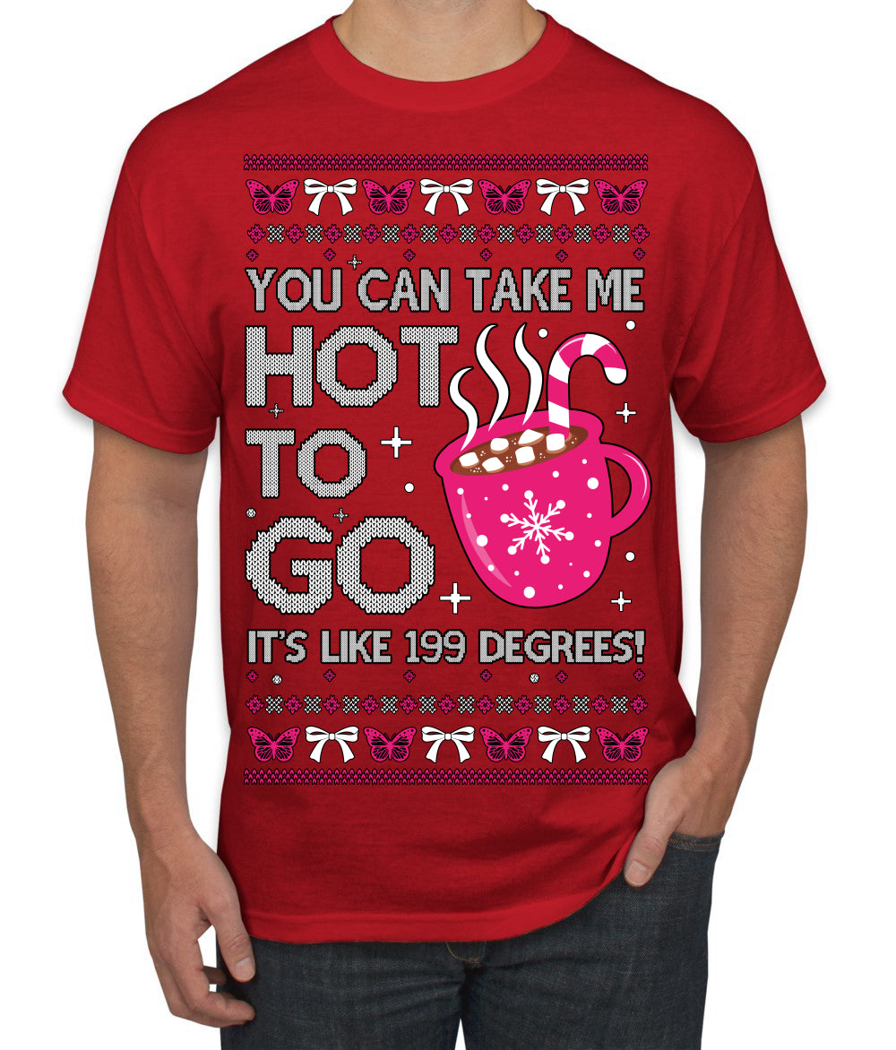 You Can Take Me Hot to Go, Hot Cocoa Viral Song Pop Music Ugly Christmas Sweater Men's T-Shirt