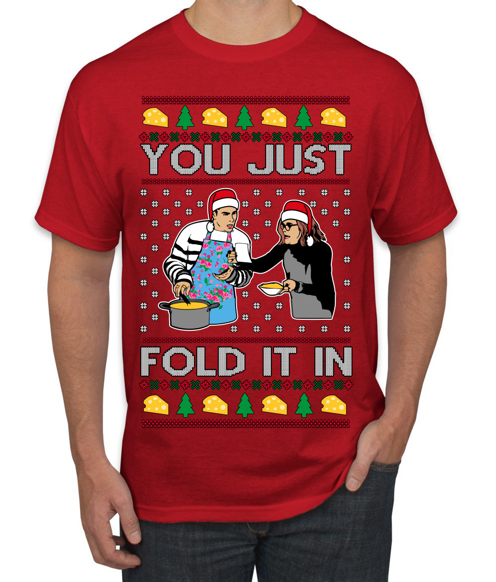 You Just Fold It In Funny Enchilada Moira David TV Sitcom Ugly Christmas Sweater Men's T-Shirt