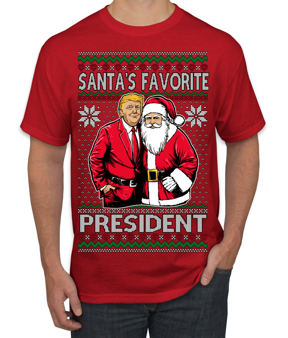 Santa's Favorite President Red Suit Trump Ugly Christmas Sweater Men's T-Shirt