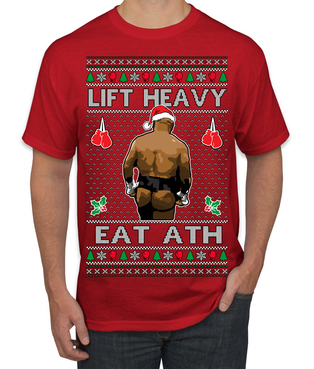 Lift Heavy Eat Ath Merry Chrithmith, Butt Viral Weightlifting Lifting Boxing Fight Meme Ugly Christmas Sweater Men's T-Shirt