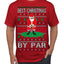 Best Christmas By Par Funny Santa Golfing Pun Sports Golf Ugly Christmas Sweater Men's T-Shirt