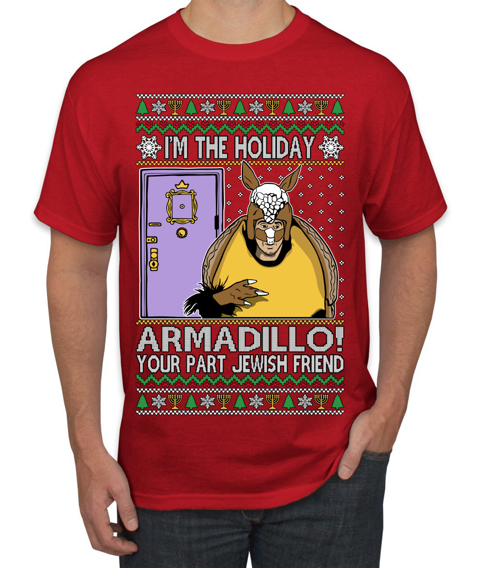 Holiday Armadillo Part Jewish TV Show Ugly Christmas Sweater Men's T-Shirt