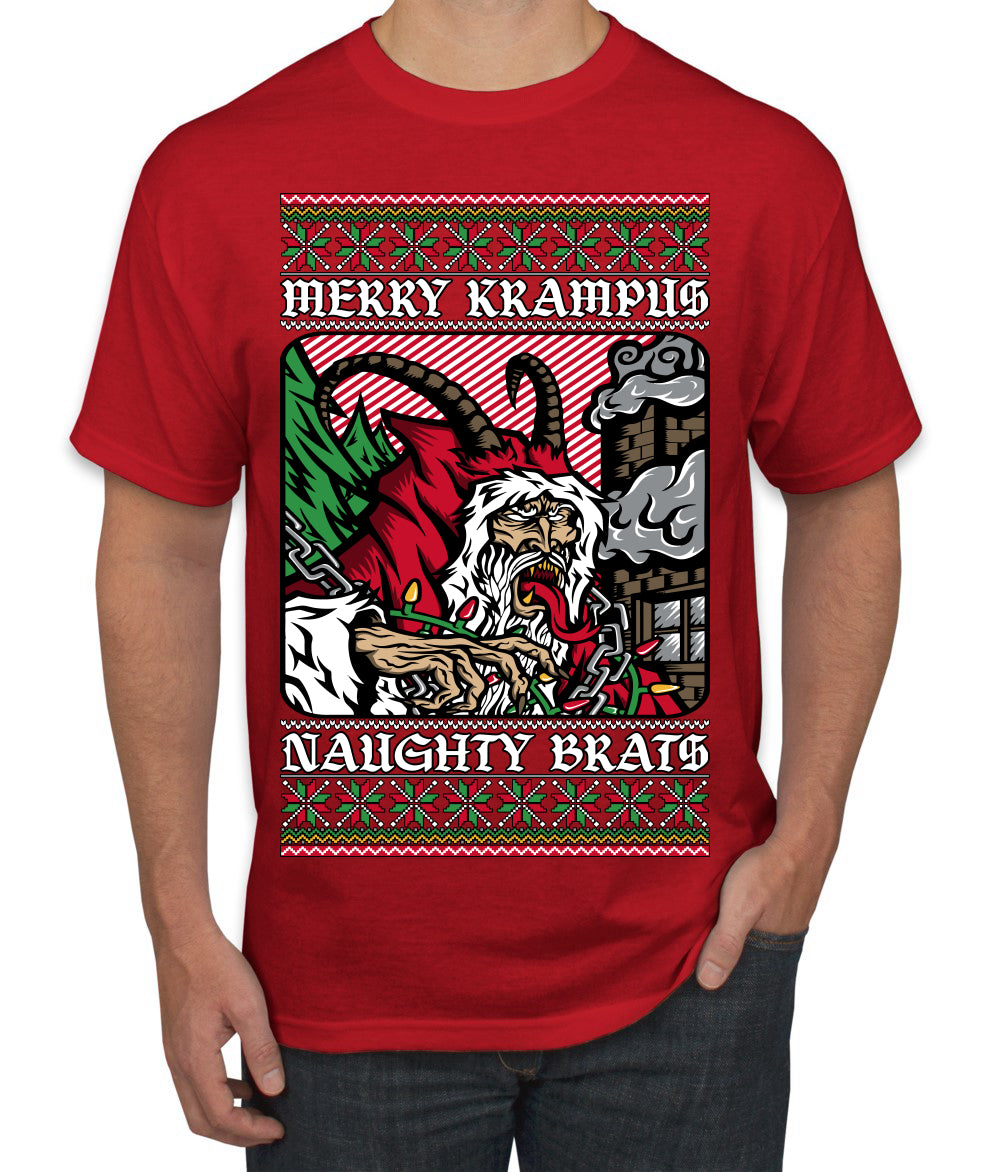 Merry Krampus Naughty Brats | Funny Ugly Christmas Sweater Men's T-Shirt