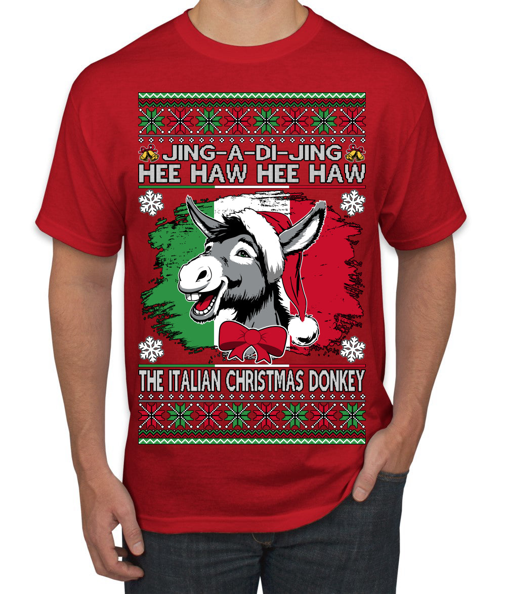 Jing a Di Jing Dominick the Italian Christmas Donkey Ugly Christmas Sweater Men's T-Shirt