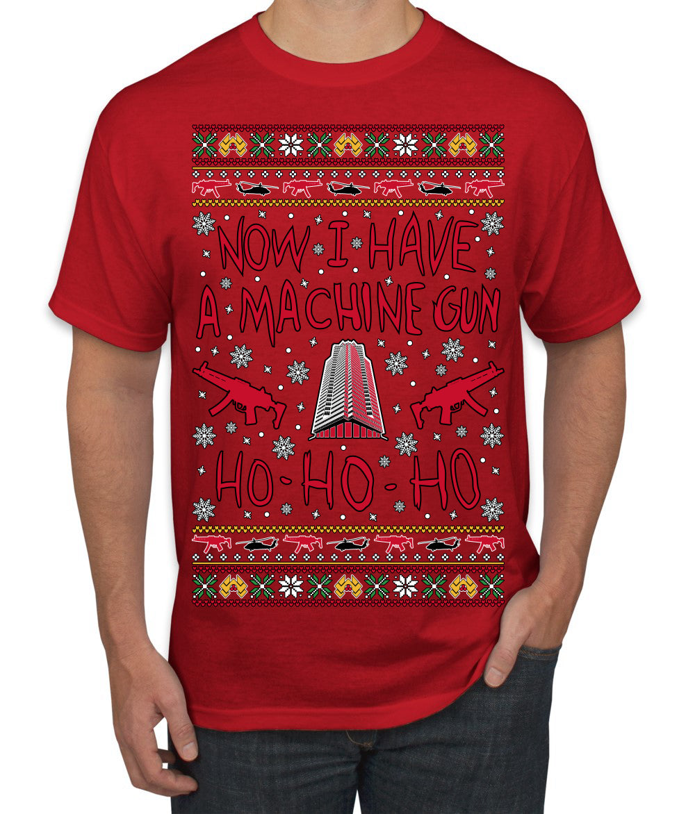 Now I Have a Machine Gun Ho Ho Ho Nakatomi Die Hard McClane Classic 80s Xmas Movie Ugly Christmas Sweater Men's T-Shirt
