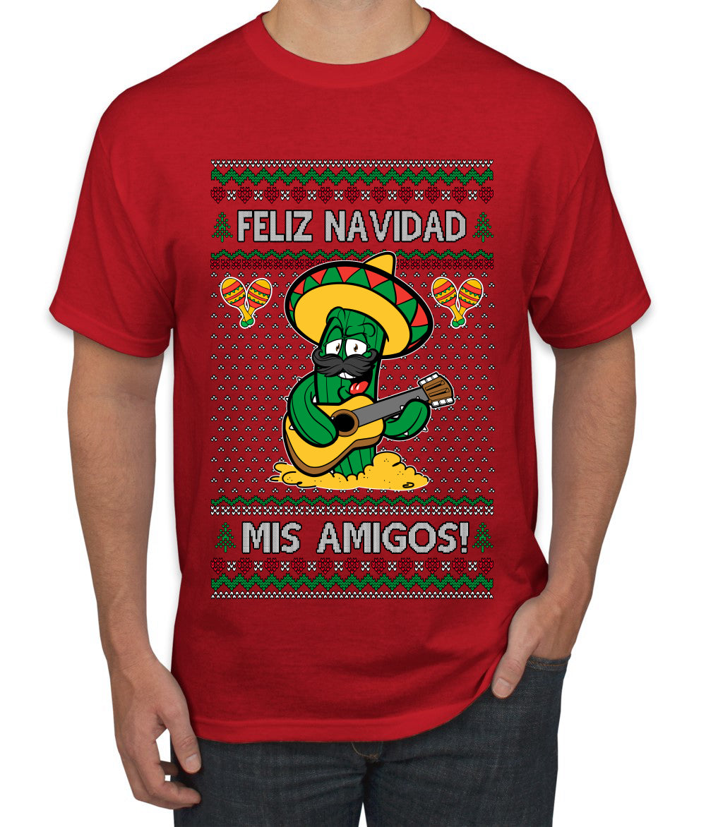 Feliz Navidad Mis Amigos!, Ugly Christmas Sweater Men's T-Shirt