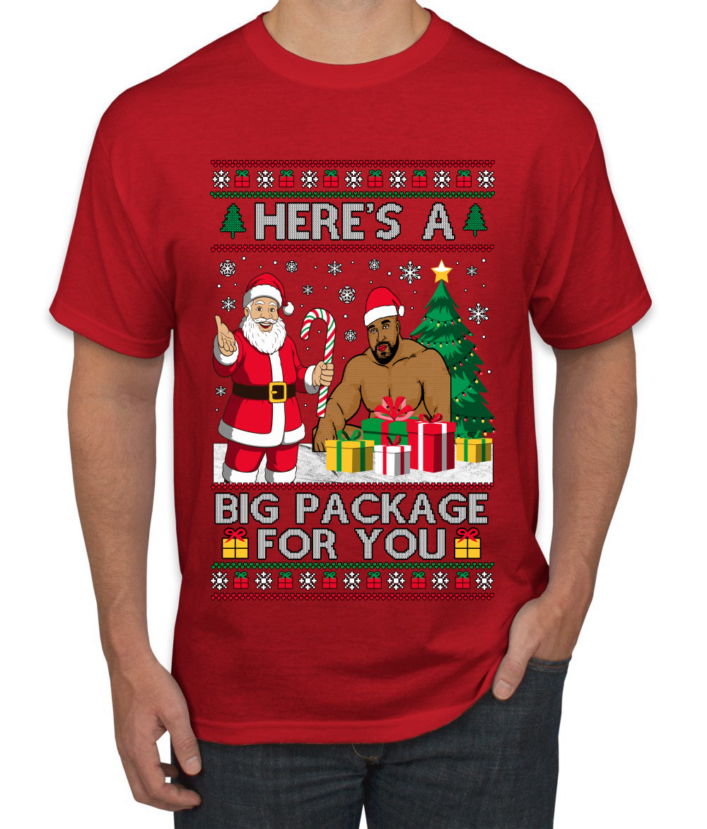Here's A Big Package For You Santa Christmas Sweater, Ugly Christmas Sweater Men's T-Shirt