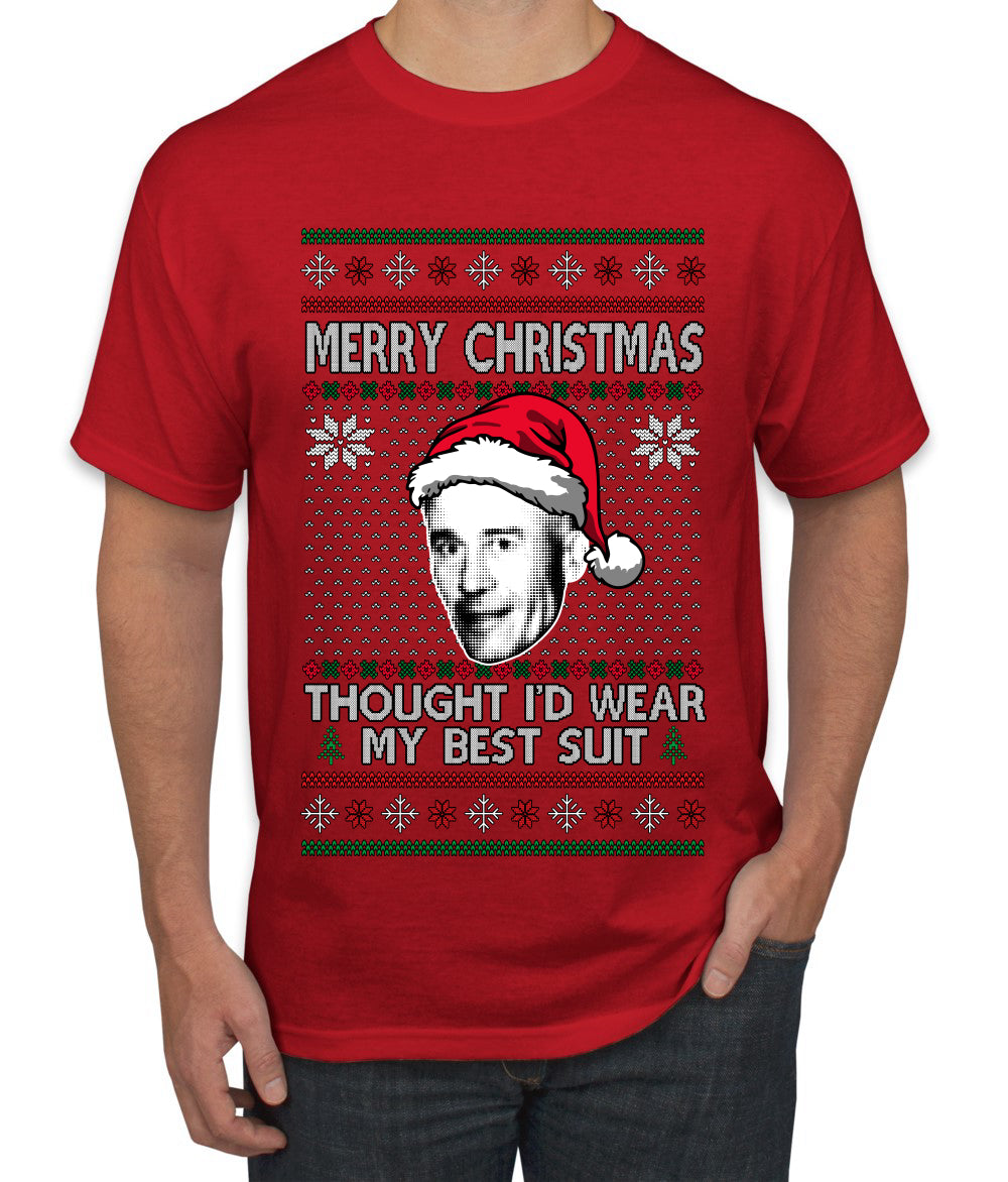 Thought I'd Wear My Best Suit Ed Gein, Ugly Christmas Sweater Men's T-Shirt
