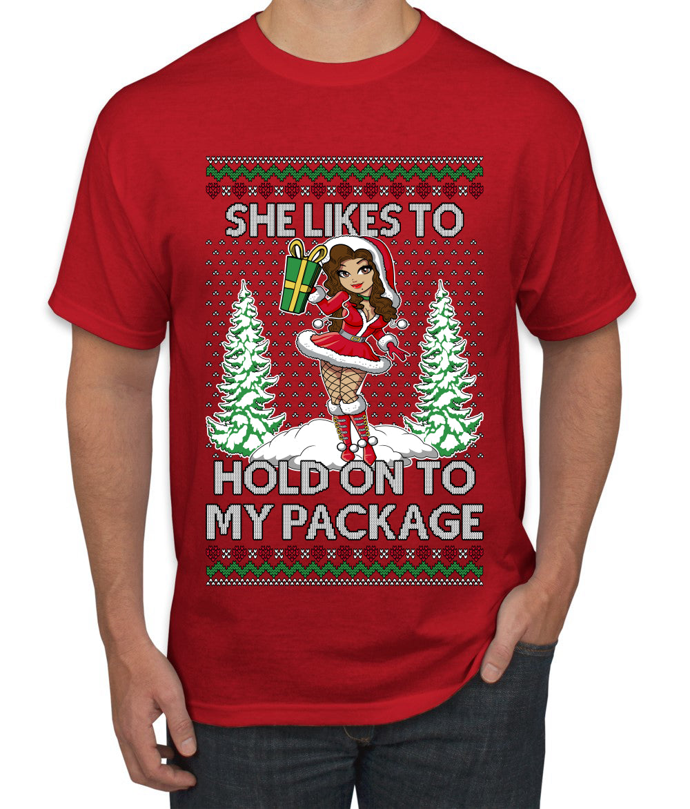 Hold My Package, Ugly Christmas Sweater Unisex Unisex Men's T-Shirt