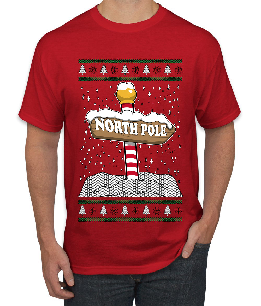 North Pole, Ugly Christmas Sweater Unisex Men's T-Shirt