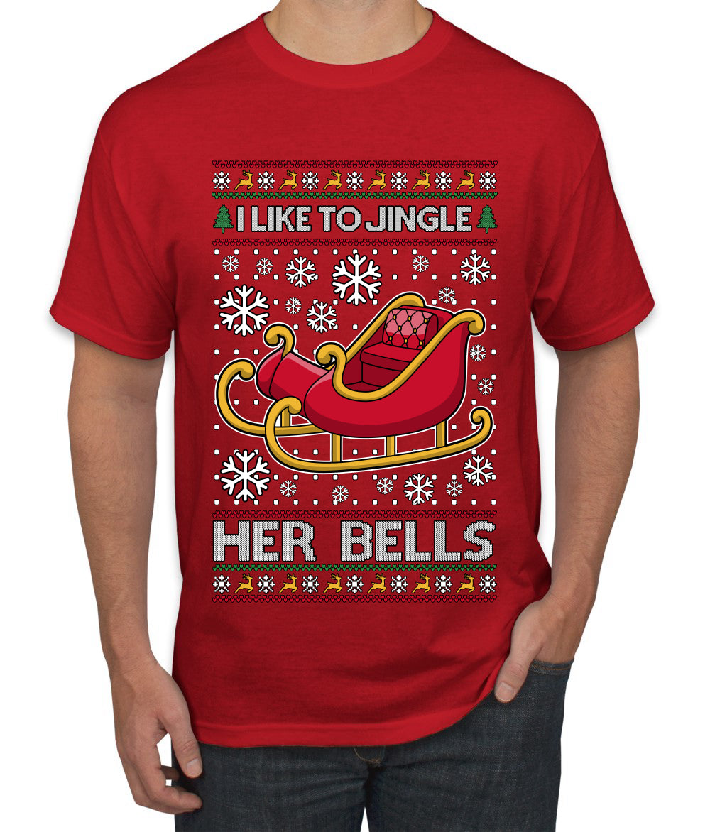 I Like To Jingle Her Bells, Ugly Christmas Sweater Unisex Men's T-Shirt