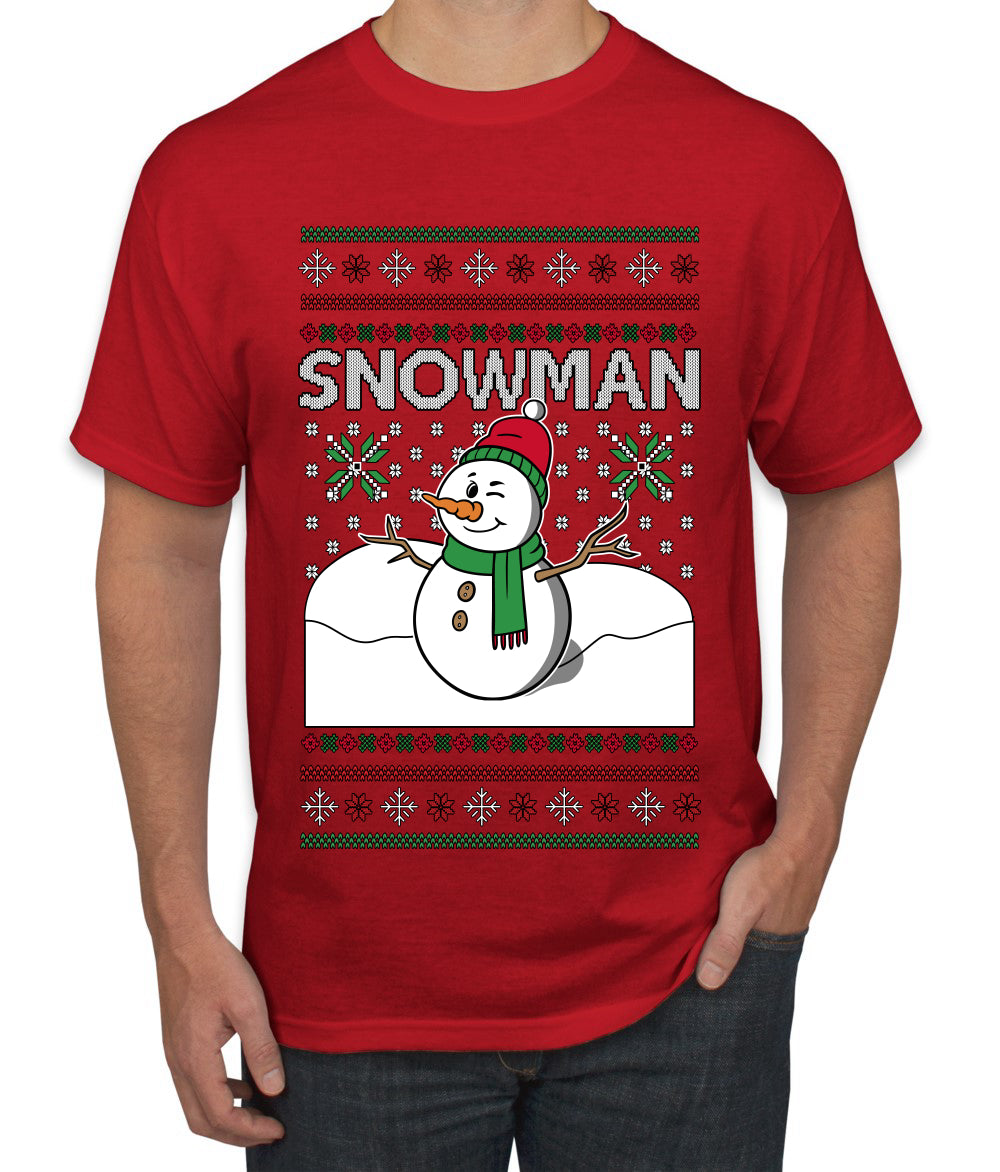 Snowman, Ugly Christmas Sweater Unisex Men's T-Shirt