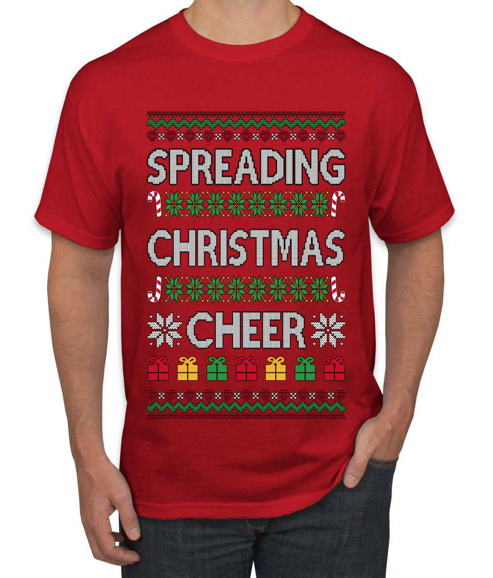 Spreading Christmas Cheer, Ugly Christmas Sweater Unisex Men's T-Shirt