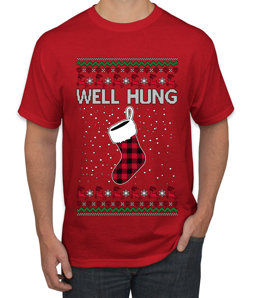 Well Hung, Ugly Christmas Sweater Unisex Men's T-Shirt