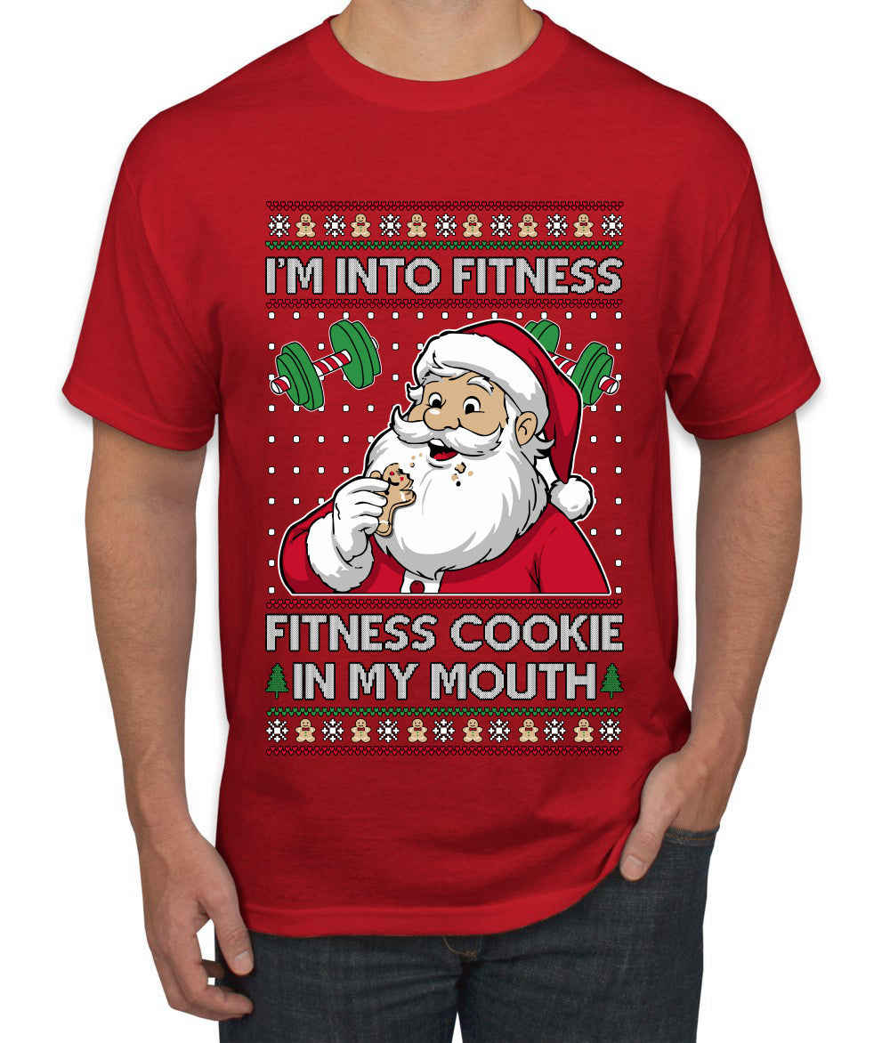 I'm Into Fitness Cookie In My Mouth Santa, Ugly Christmas Sweater Unisex Men's T-Shirt