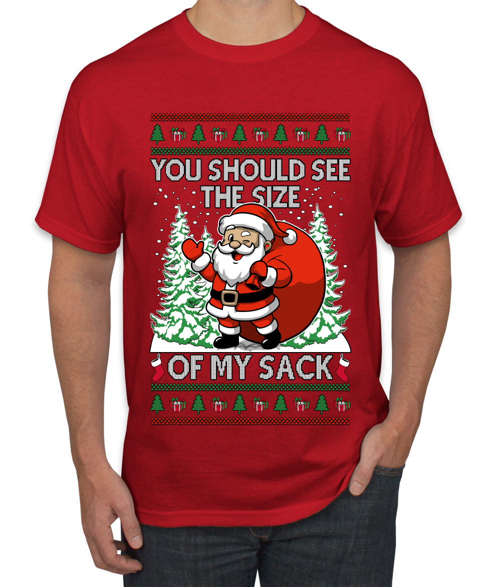 You Should See The Size Of My Sack Naughty Santa, Ugly Christmas Sweater Unisex Men's T-Shirt