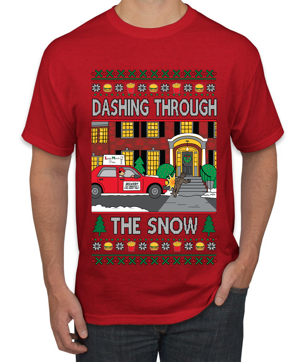 Dashing Through The Snow Classic 90s Holiday Movie, Ugly Christmas Sweater Unisex Men's T-Shirt