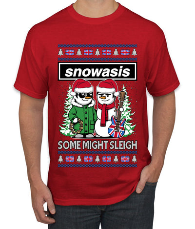 Snowasis English Rock Band Parody, Ugly Christmas Sweater Unisex Men's T-Shirt