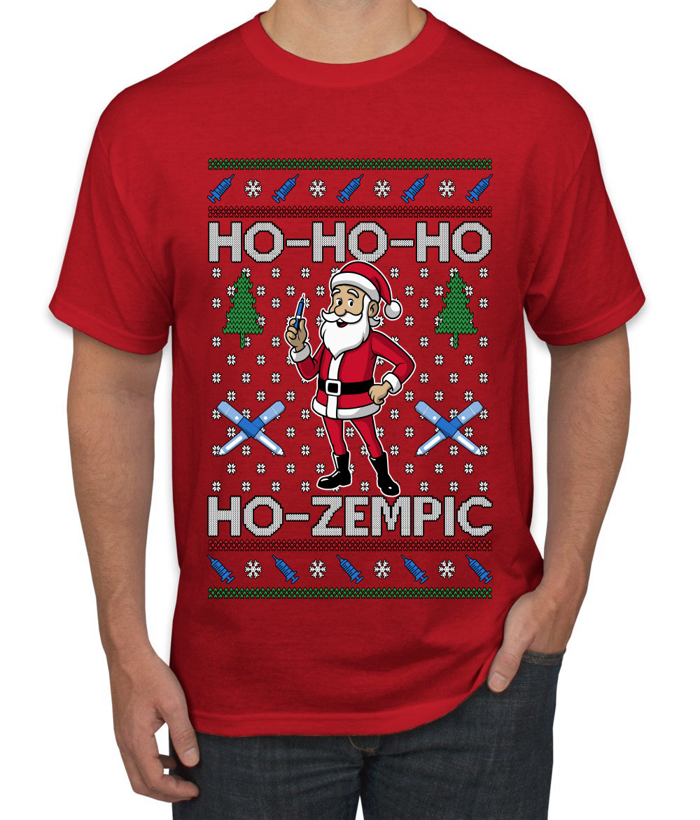 Skinny Santa Ho Ho Ho Ho-Zempic Weight Loss Shot, Ugly Christmas Sweater Unisex Men's T-Shirt