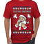 Seazyns Greeting Santa Packing Lip Pouch, Ugly Christmas Sweater Unisex Men's T-Shirt