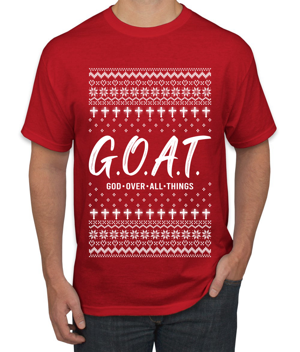 G.O.A.T. God Over All Things, Ugly Christmas Sweater Unisex Men's T-Shirt