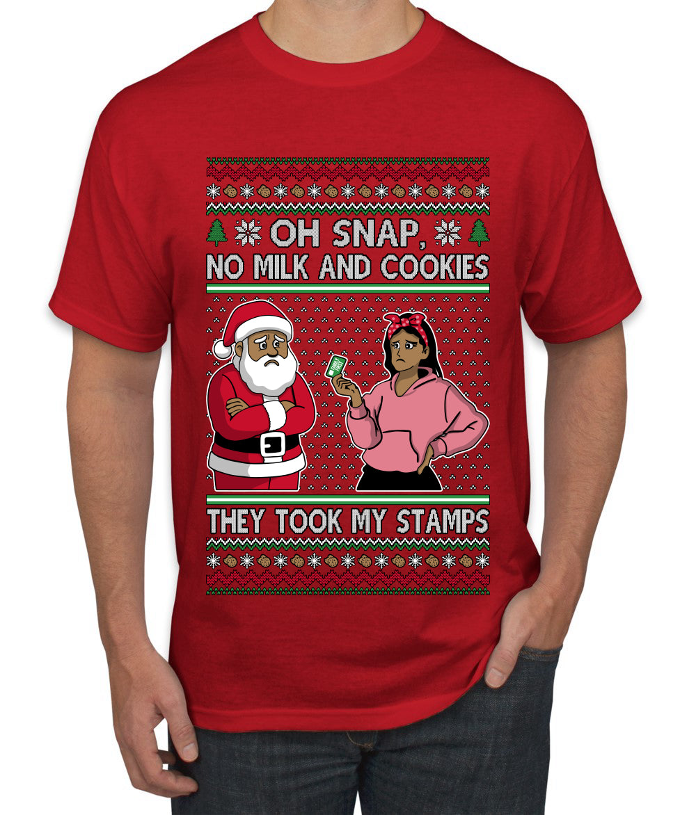 Oh Snap, No Milk And Cookies, They Took my Stamps, Ugly Christmas Sweater Unisex Men's T-Shirt
