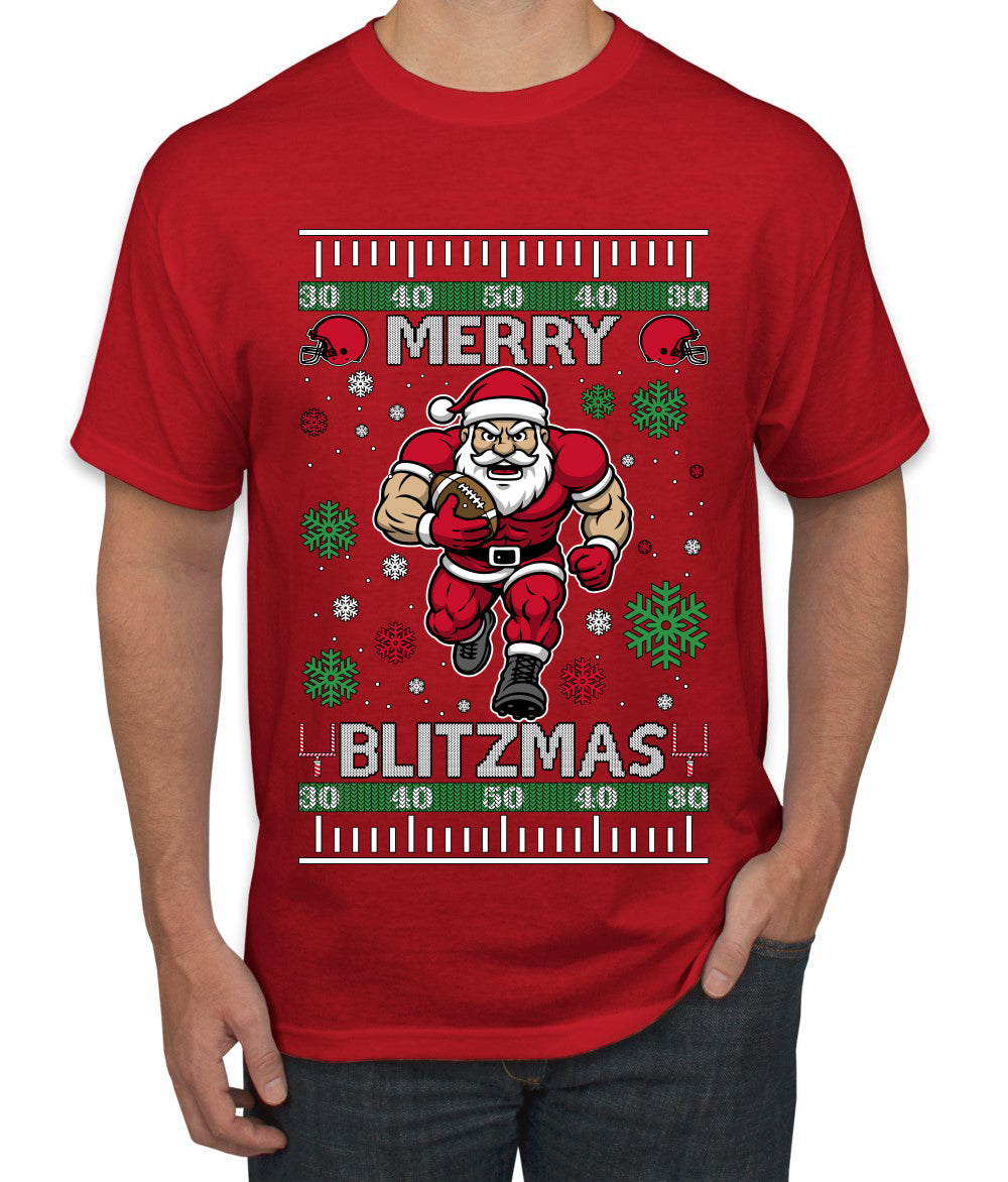 Merry Blitzmas, Football Christmas Sweater Design, Ugly Christmas Sweater Unisex Men's T-Shirt