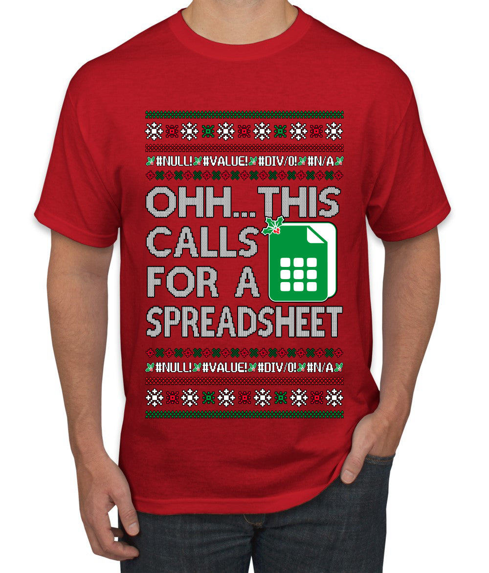 Oh... This Calls for A Spreadsheet, Ugly Christmas Sweater Unisex Men's T-Shirt