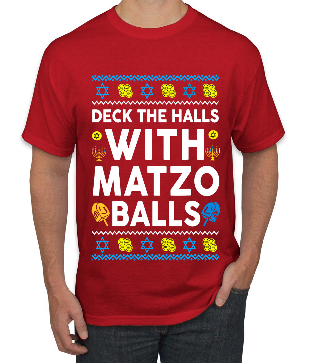 Deck The Halls With Matzo Balls Hanukkah, Ugly Christmas Sweater Unisex Men's T-Shirt