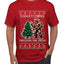 Squatching Through The Snow Bigfoot, Ugly Christmas Sweater Unisex Men's T-Shirt