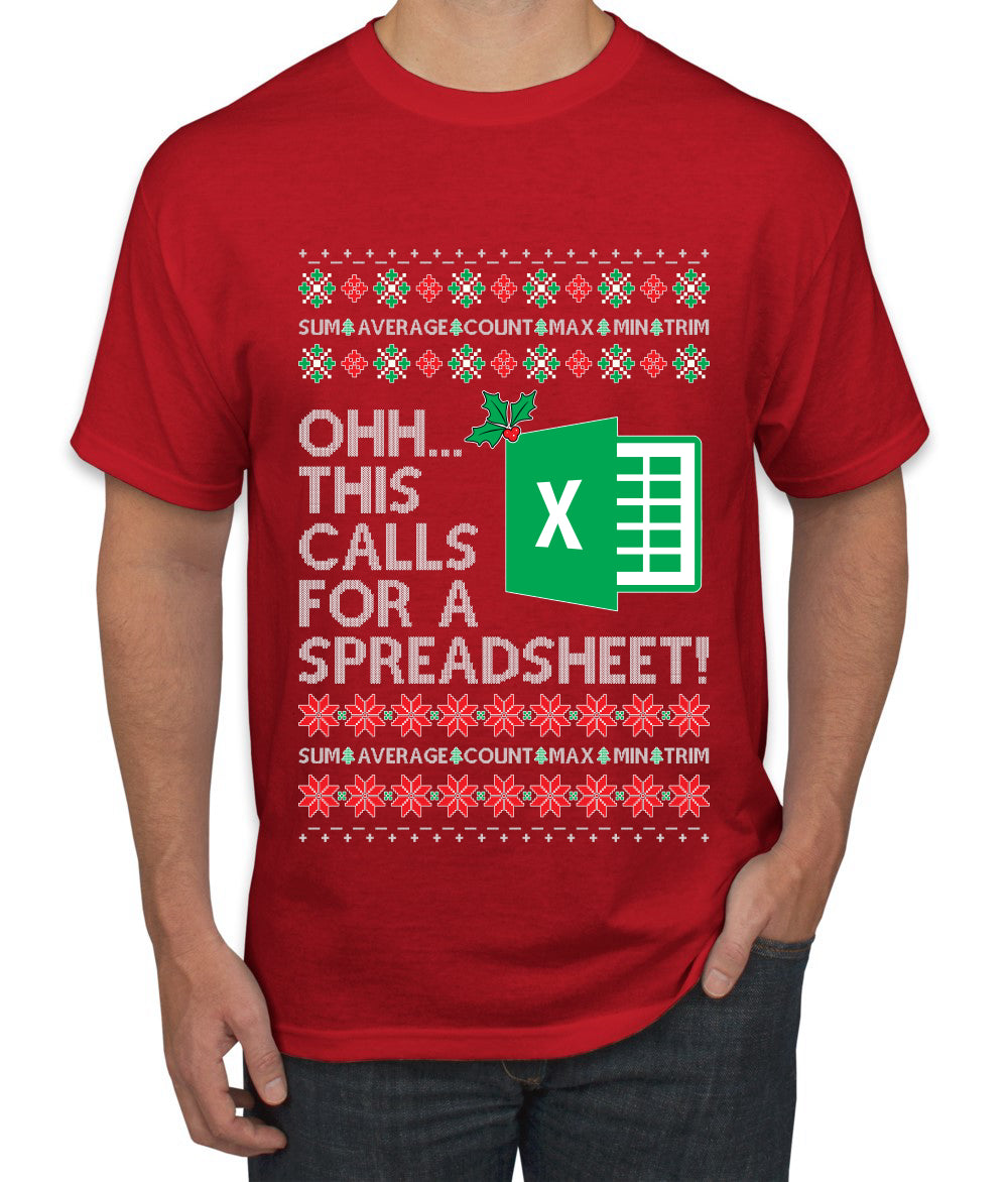 Ohh This Calls For A Spreadsheet Office, Ugly Christmas Sweater Unisex Men's T-Shirt