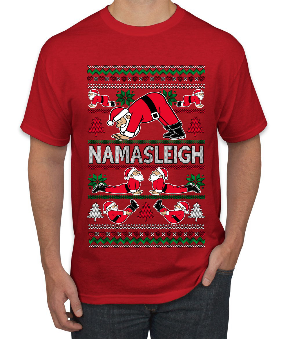 Namasleigh, Namaste Yoga Santa Claus, Ugly Christmas Sweater Unisex Men's T-Shirt