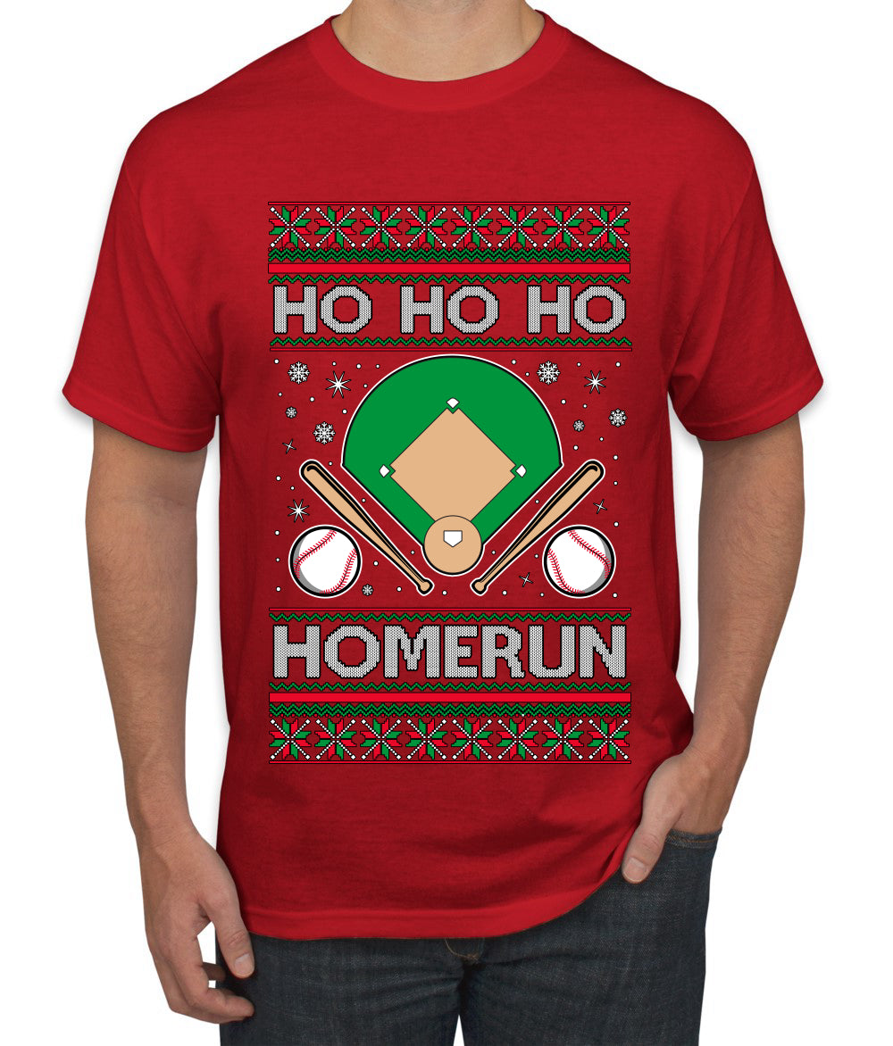 Ho Ho Ho Homerun, Baseball Fan Christmas Design, Ugly Christmas Sweater Unisex Men's T-Shirt
