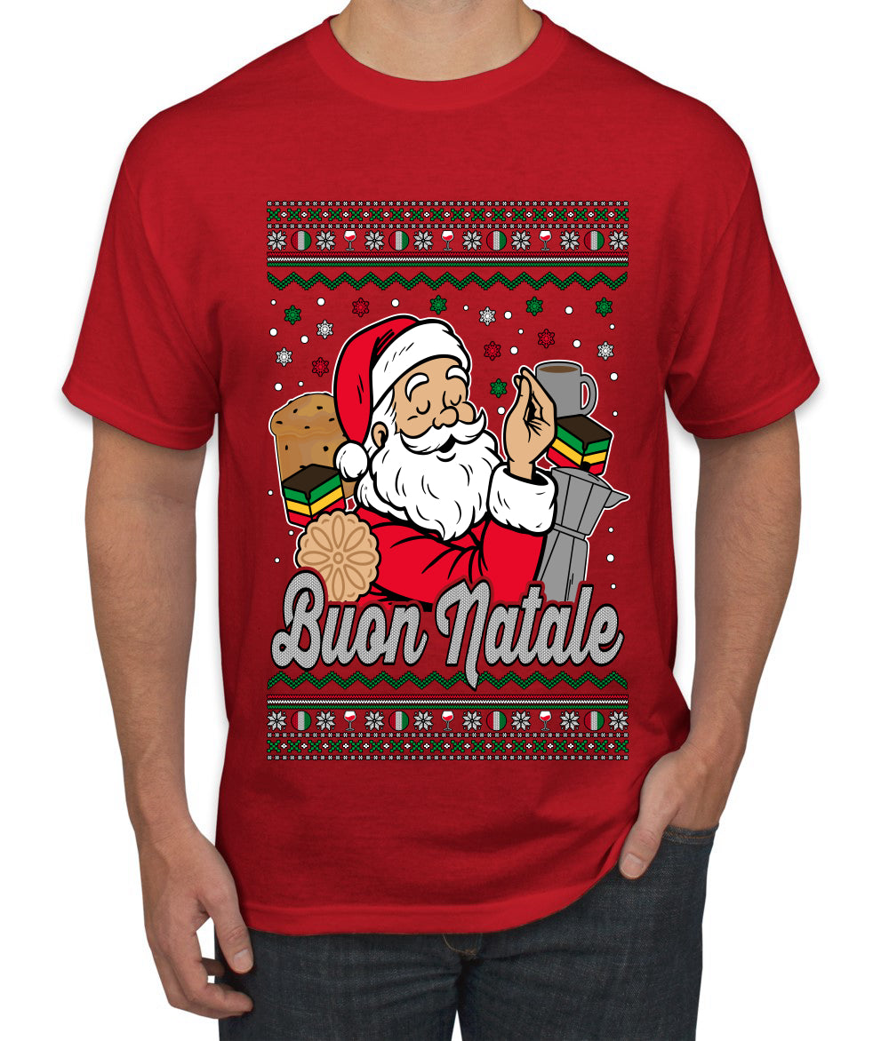 Buon Natale, Italian Santa Claus, Funny, Italian American Humor, Ugly Christmas Sweater Unisex Men's T-Shirt