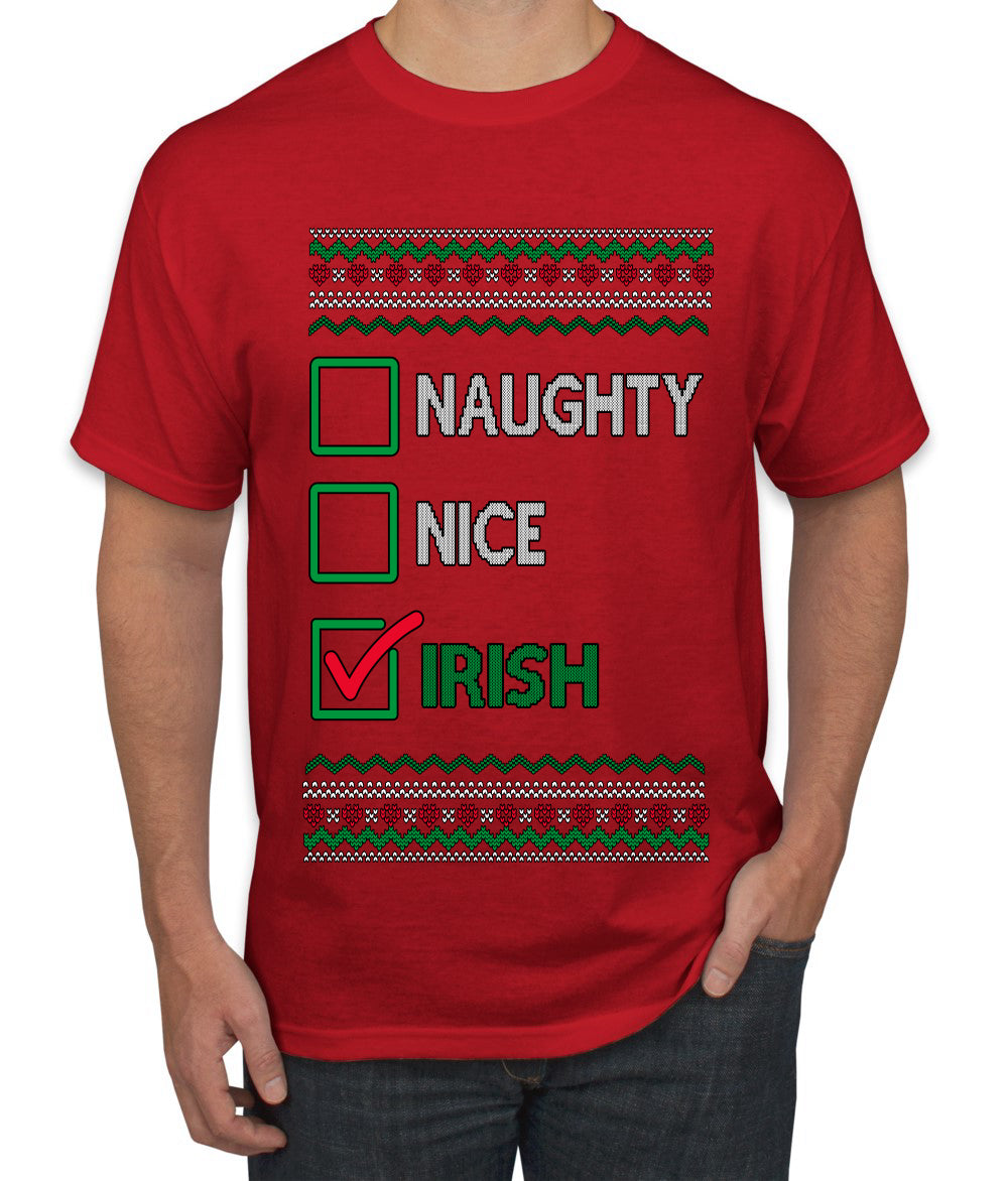 Naughty Nice, Irish, Irish Christmas, Ugly Christmas Sweater Unisex Men's T-Shirt