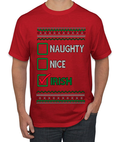 Naughty Nice, Irish, Irish Christmas, Ugly Christmas Sweater Unisex Men's T-Shirt