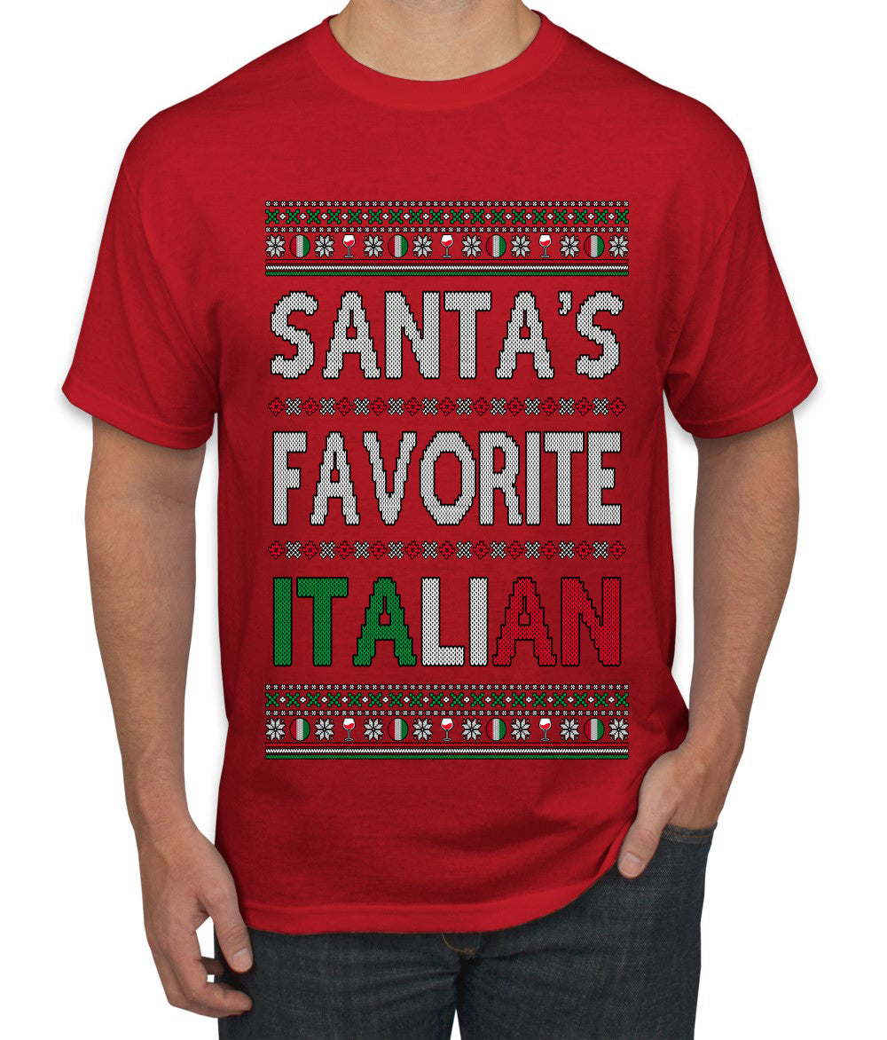 Santa's Favorite Italian, Funny Italian Christmas Sweater, Ugly Christmas Sweater Unisex Men's T-Shirt