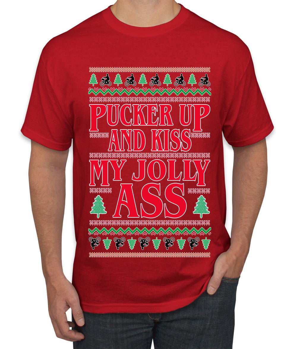 Pucker Up And Kiss My Jolly Ass, Ugly Christmas Sweater Unisex Men's T-Shirt