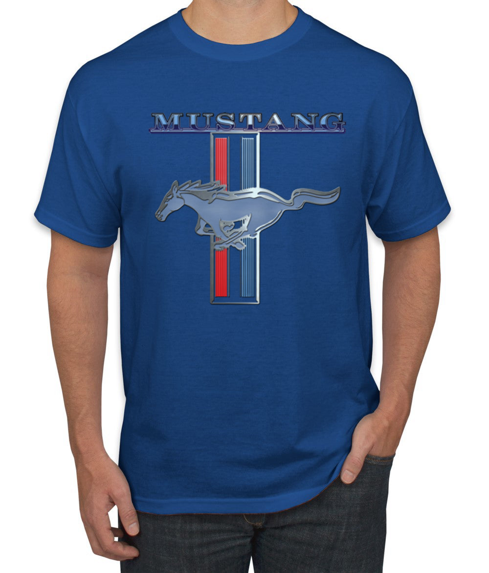 Ford Mustang Classic Pony USA Logo Emblem Cars and Trucks Front and Back Cars and Trucks Men's T-Shirt