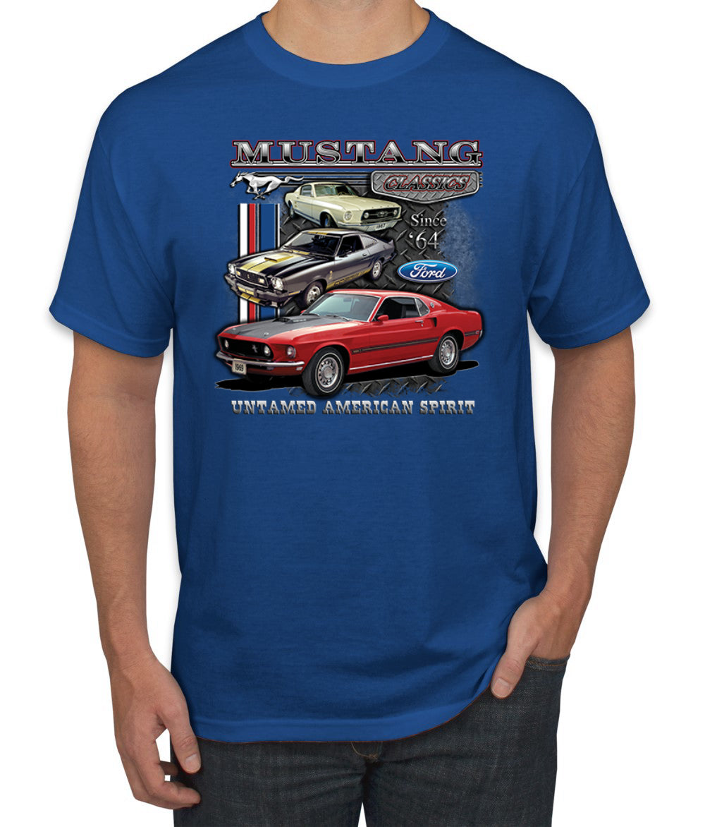 Ford Mustang Classics Untamed American Spirit Cars and Trucks Men's T-Shirt