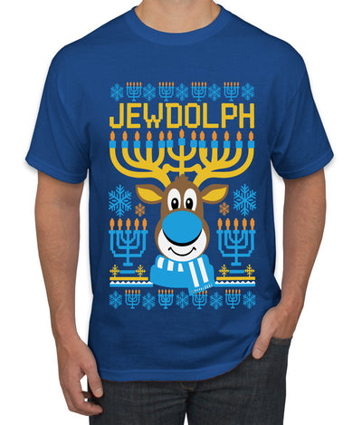Jewdolph, Jewish Reindeer, Ugly Christmas Sweater Unisex Men's T-Shirt