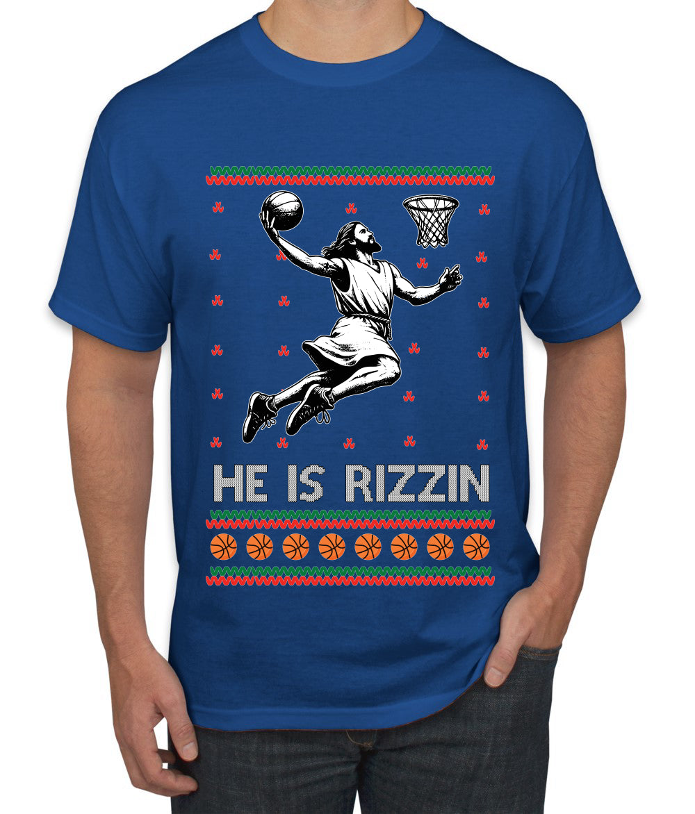He Is Rizzin, Ugly Christmas Sweater Unisex Men's T-Shirt